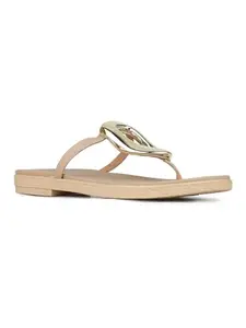 Inc.5 Womens Brown Ethnic Solid T-Strap Flat Slip-On Sandals