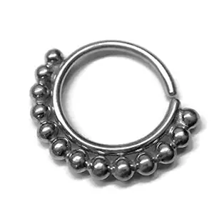 925 Silver Nose Ring-Beaded Piercing Hoop - Lip - Septum - Nostril - Helix - Eyebrow - Daith - Tragus - Conch - Rook - Nickel Free