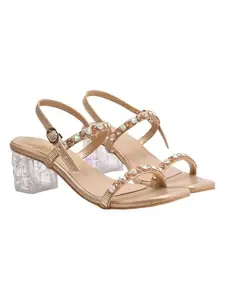 Shoetopia Embellished Rhinstone Silver Heeled Sandals For Women & Girls /EU41