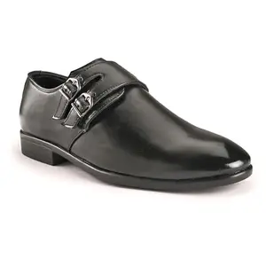 marching toes Formal wear Double Monk Strap for Men's Black