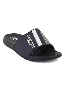 Carlton London Shoetopia mens CL-FF-M-104 Navy Slide Sandal - 8 UK (CL-FF-M-104_Navy_42)
