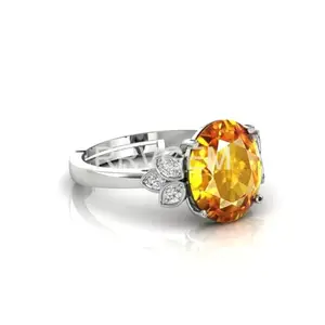 RRVGEM Citrine ring 4.25 Ratti / 3.50 Carat Silver Plated Ring Handcrafted Finger Ring With Beautifull Stone sunela ring for Men & Women Jewellery Collectible
