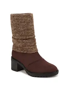 Bruno Manetti Women's Brown Boots Slipon, zipper, Calf Length Boots