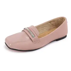 Denill Extra Soft Stylish Casual Comfortable Flat Bellies with Non Slip Sole for Women & Girl (Peach) UK-8