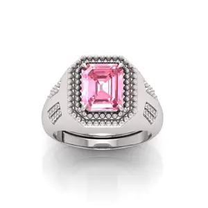 MBVGEMS 7.00 Ratti Pink Sapphire Ring PANCHDHATU Astrological Adjustable Ring Size 16-22 for Men and Women