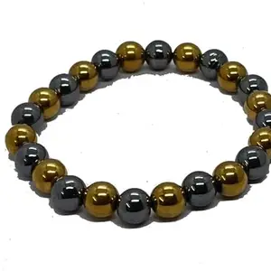 Crystal Hematite with Pyrite Bracelet 8 mm Crystal Stone Bracelet Round Shape for Reiki Healing and Crystal