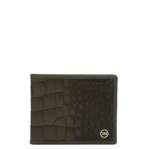 Da Milano RFID Protected Leather Wallet for Men with Card Slot - Military Green