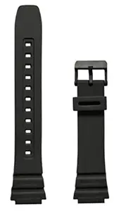 SURU® 18mm Resin Watch Strap (Black) Replacement for Casio Watch Models AE1200, AE1300, AE-1200WH, AE-1300WH, F-108WH, W-216H