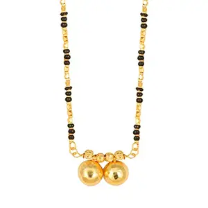 MEENAZ 2 Vati Wati Mangalsutra For Women Girls Temple South Indian Traditional 1 Gram Gold Stylish Maharashtrian Long Double Chain Double Mangal sutra Pendant Tanmaniya Black Nallapusalu Chains -719