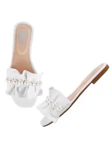 Shoetopia Women's Girls-Flat-267 Flat Sandal-5 Kids UK (Girls-Flat-267-White)-EU38