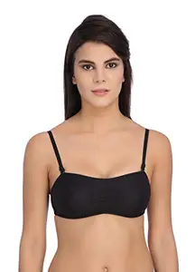 Tipsy Women's Cotton Rich Non Padded Non Wired Seamless Tube Top Bra Black-36