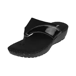 Walkway Women Synthetic Black Slippers, (44-1720)