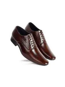 AADI Men's Brown Synthetic Leather Derby Formal Shoes