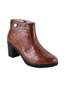 TRYME Latest and Stylish Block Heel Trendy Casual Boot High Ankle Heel Boots with Zip look for Womens and Girls