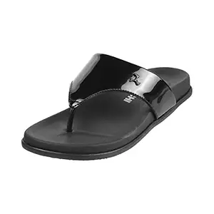 Mochi Women's Black Faux Leather Slip-on Fashion Sandals UK/8 EU/41 (32-1355)