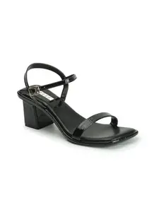 ELLE Women's Backstrap Heel Sandals Colour-Black, Size-UK 4