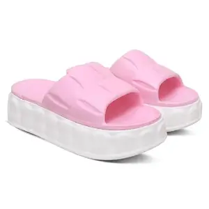 Eastern Club Slides for Women | Open Toe Indoor Outdoor Slippers for Girls (Pink, 5)