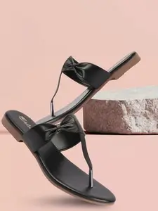 Picktoes PT-429 Women's Black Synthetic Leather Casual Flat Sandal