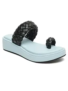 Bruno Manetti Women's SkyBlue Slipon Back Open Wedges Sandal