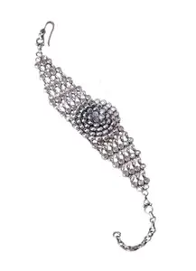 Shyle 925 Sterling Silver Chain Bracelet, Essence Scintillating Cocktail Bracelet, Well Stamped with 92.5, Traditional Indian Silver Statement Jewellery, Oxidized Chain Bracelet, Gift for her