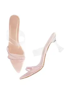 TRYME Ravishing Transparent Spool Heel Perfect for Every Occasion, Elegant & Fashionable Stiletto Heels Party Sandals for Women & Girls