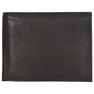LMN Genuine Leather Black Men Wallet 1737(6 Credit Card Slots)