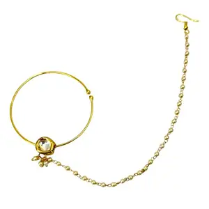 Shomor Fashion Nath Traditional Nathiya for Women Nose ring without Piercing Gold Plated Nath Clip On Nose Ring For Women
