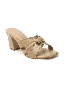 ICONICS Women's Sleep On Stylish and Comfortable Back Strap Sandal for Casual IOffice I Party Use ICN-SI-W-29 Beige Heeled 8 Kids UK