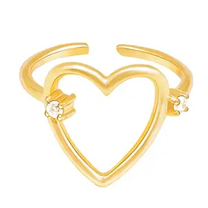 GIVA 925 Silver Golden Glowing Heart Ring, Adjustable | Gifts for Women and Girls | With Certificate of Authenticity and 925 Stamp | 6 Month Warranty*