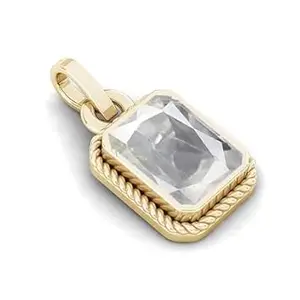 KUSHMIWAL GEMS 14.25 Carat 15.25 Ratti White Sapphire Original Pendant by Lab Pukhraj Ratan for Ring Gold Plated Pendant of Men & Woman