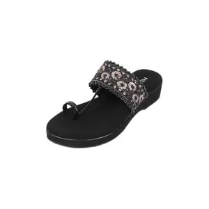 Metro Women Black Wedge Heel Fashion/Ethnic Slip-on Sandal UK/5 EU/38 (32-848)