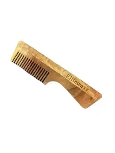 MF Neem Wooden Comb | Neem Wood Hair Comb for Women & Men | Natural | Wide Tooth Comb with Handle Anti-Bacterial Multi-Actions - Detangling, Frizz Control & Shine,Suited For All Hair Types