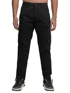 Highlander Men’s High-Rise Straight-Fit Cargo Trousers | Utility Pockets | Fashion & Function Blend | Carpenter Fit | Men Trousers | Trousers for Man |Cargo Pants for Men