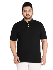 CHKOKKO Men's Plus Size Polo Collar Neck Cotton T-Shirt Black XL