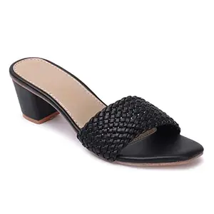 FASHIMO Women Fashion Pump Heels Sandal R16-Black-37