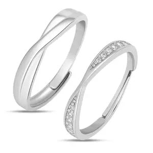 ZAVYA 925 Sterling Silver Rhodium Plated Contemporary Ring | Gift for Women & Girls | 1 Year Plating Warranty