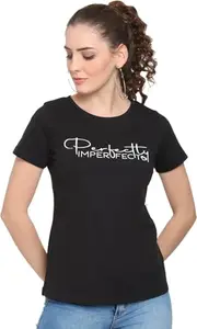 Typography Women Round Neck Black T-Shirt BZ-UNTECMB-76_4XL