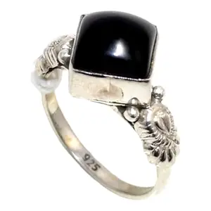 Rajasthan Gems Band Ring 925 Sterling Silver Natural Black Onyx Gem Stone Women Men Unisex Handmade Gift j905