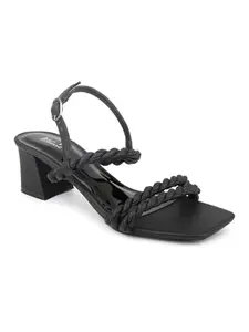 INC.5 Women Black Textured Block Heels