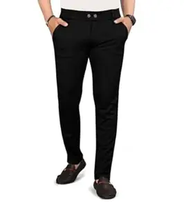 HARSHAD KUMAR & CO. Men's Solid Slim Fit Stretchable Casual Wear Comfortable Formal Trousers Pants