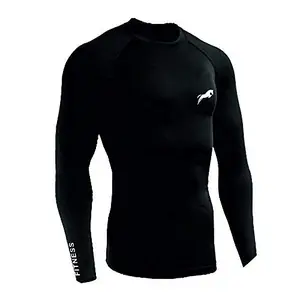 JUST RIDER Full Sleeve Plain Athletic Fit Compression Sports T-Shirt (Black, XXL/44/Chest Size 46-49 inch F)