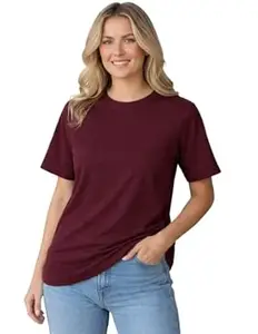 Mack Jonney Women’s Solid T-Shirt | Half Sleeve Crew Neck Cotton Blend Top | Casual Regular Fit Tee-M7310