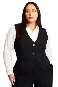Black WaistCoat,Plus Size WaistCoat,Black WaistCoat,Cotton Blend WaistCoat,Casual WaistCoat,Office Wear WaistCoat,Women WaistCoat,WaistCoat01.