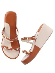 SELFIEE Trendy Comfort Colorblock Every Occasion Bride Style Strap Wedges Sandals For Women And Girls