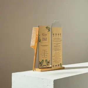 Natural Neem Wood Hair Comb, Oil-Treated, for Hair Growth and Dandruff Control