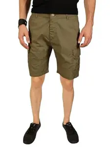 Thomas Scott Men's | Regular Fit | 100% Cotton | Solid | Breathable Lightweight | 6-Pocket Cargo Shorts | Cricket Club Collection