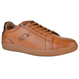 Buckaroo Adults-Men Rock New Leather Denim Classic Shoes Lace up Tan,UK 10