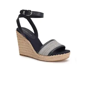 Tommy Hilfiger Leather Solid Blue Women Wedges Sandals (F23HWFW115) Size- 40