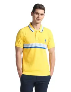 U.S. POLO ASSN. Men's Striped Slim Fit Shirt (USTSH1798_Yellow