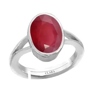 Clara Ruby Manik 4.8cts or 5.25ratti stone Silver Adjustable Ring for Women